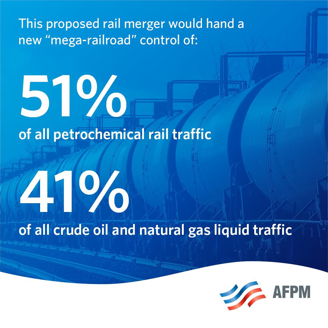 A proposed rail merger would hand a new "mega-railroad" 51% of all petrochemical rail traffic and 41% of all crude oil and natural gas liquid traffic.
